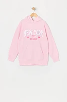 Haut à capuchon en molleton avec motif brodé NYC Dreamer chenille pour fille