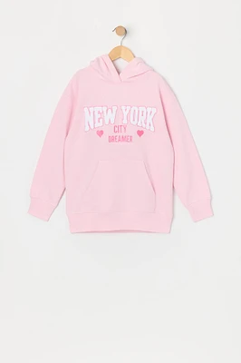 Girls NYC Dreamer Chenille Embroidered Fleece Hoodie