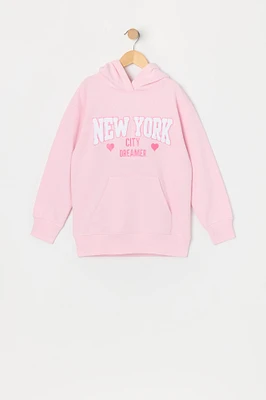 Haut à capuchon en molleton avec motif brodé NYC Dreamer chenille pour fille