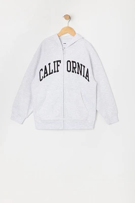 Girls California Embroidered Zip-Up Fleece Hoodie