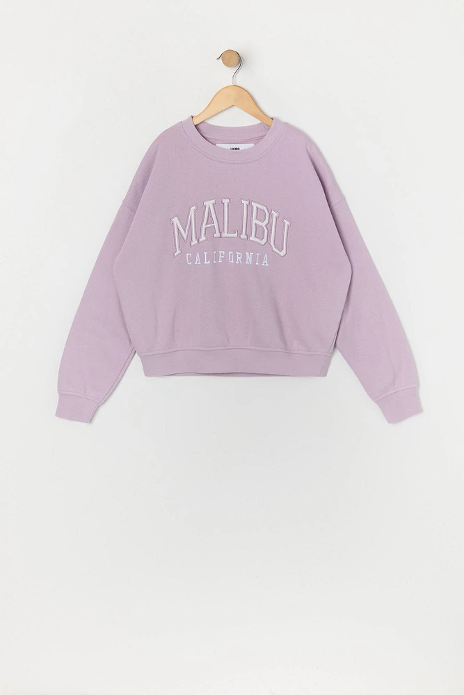 Chandail en molleton avec motif brodé Malibu pour fille