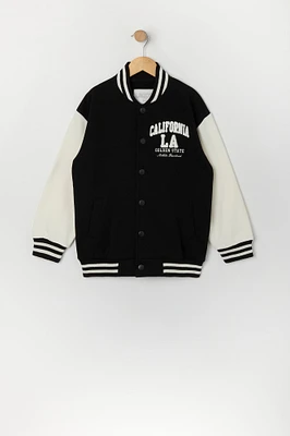 Girls Chenille Embroidered Varsity Jacket