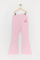 Pantalon à jambe évasée en molleton avec motif brodé Cerise pour fille