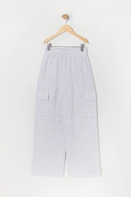 Pantalon cargo à jambe large en molleton pour fille