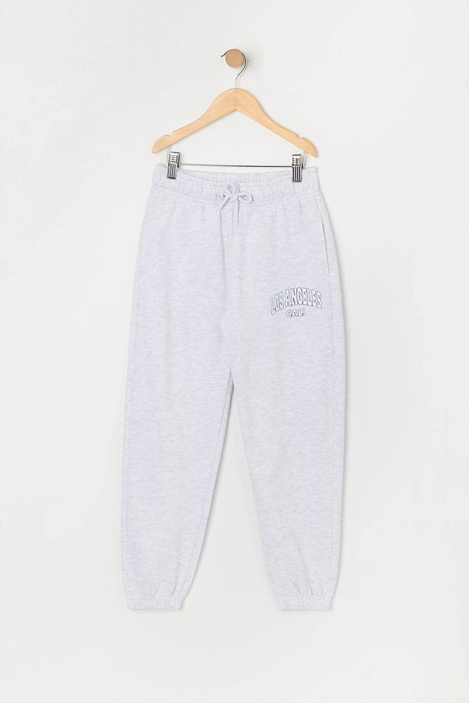 Jogger en molleton avec motif brodé Los Angeles pour fille