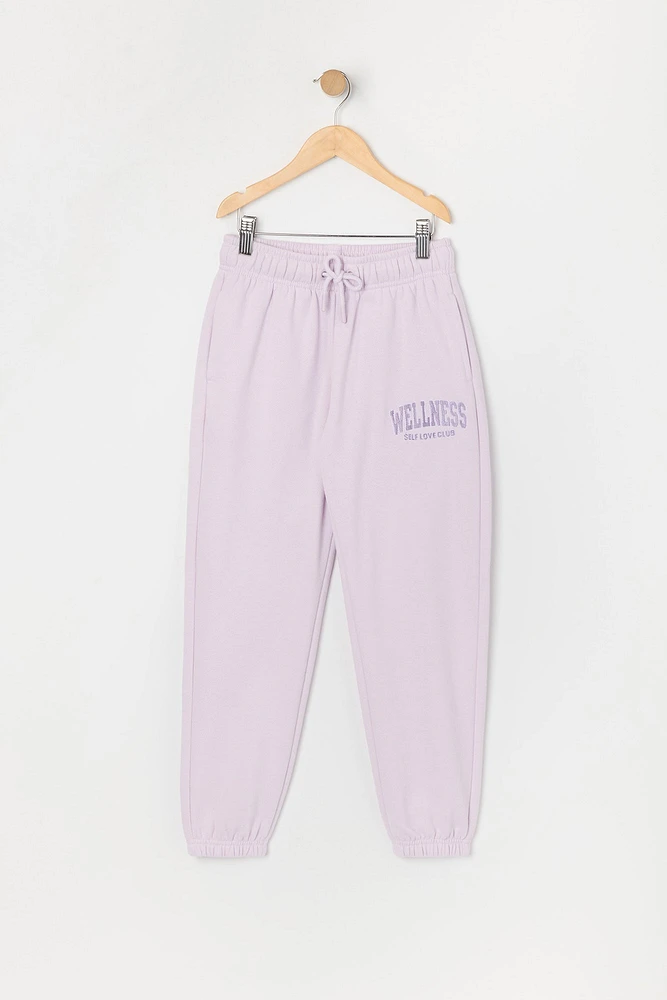 Jogger en molleton avec motif brodé Wellness Club pour fille