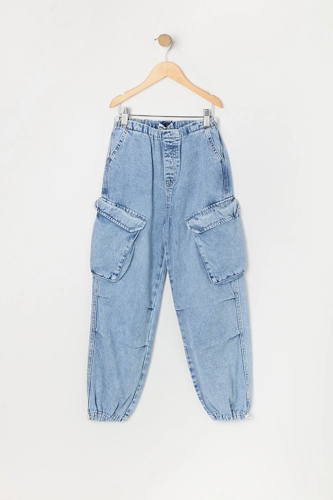 Jogger cargo en denim pour fille