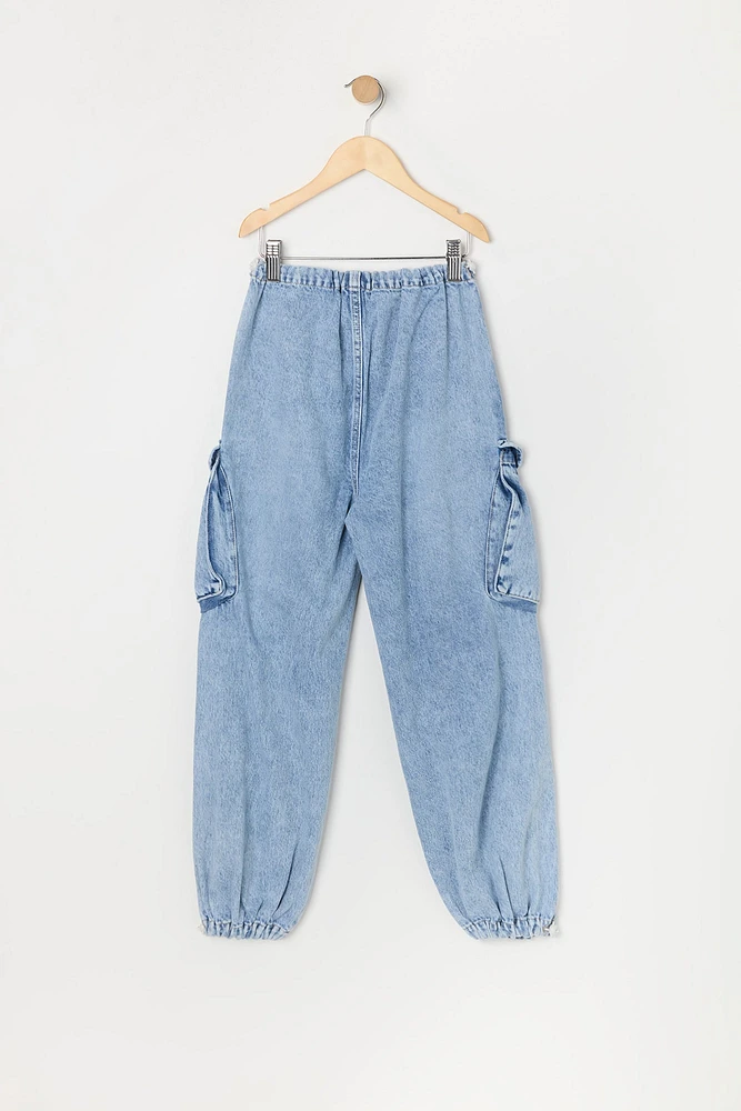 Jogger cargo en denim pour fille