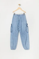 Jogger cargo en denim pour fille