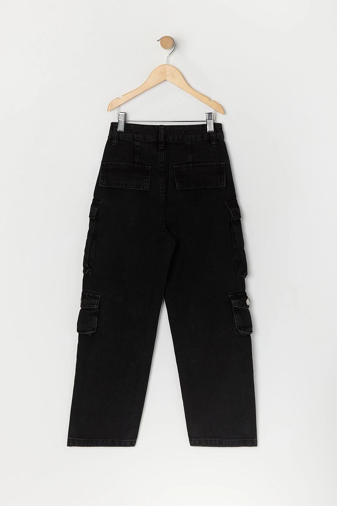 Girls Multi Pocket Wide Leg Cargo Jean