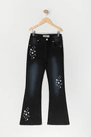 Girls Star Embroidered Flare Jean