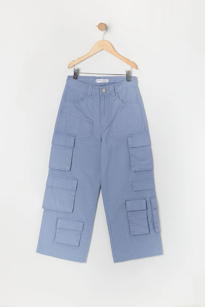 Pantalon cargo Ã  jambe droite avec six poches pour fille