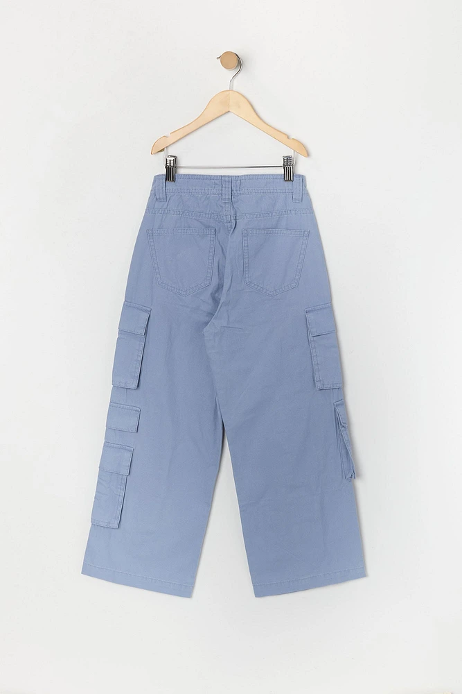 Pantalon cargo Ã  jambe droite avec six poches pour fille