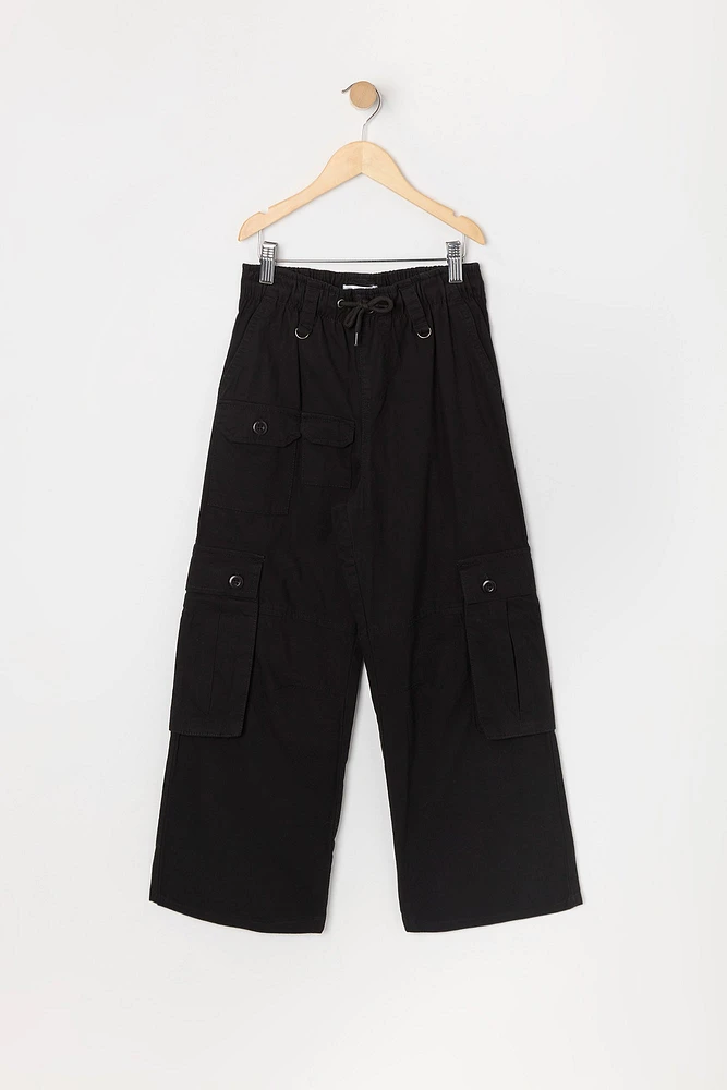 Girls Multi Pocket Wide Leg Cargo Pant