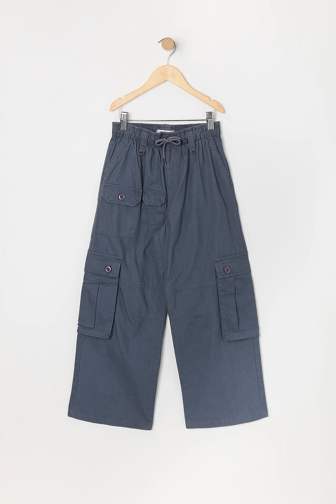 Pantalon cargo Ã  jambe large avec poches multiples pour fille