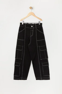 Girls Multi Pocket Wide Leg Cargo Pant