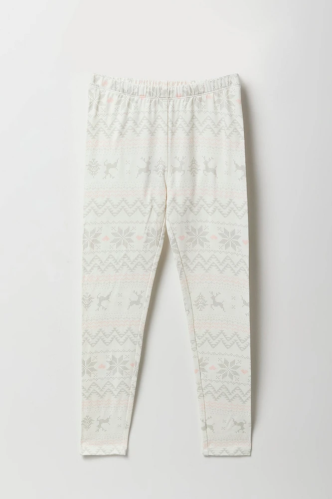 Legging en molleton doux à imprimé de Noël pour fille