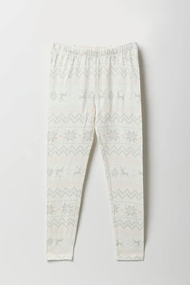 Legging en molleton doux à imprimé de Noël pour fille