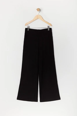 Girls Ribbed Knit Wide Leg Pant