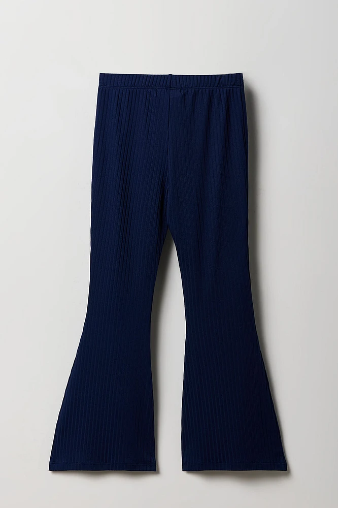 Legging côtelé à jambe évasée pour fille