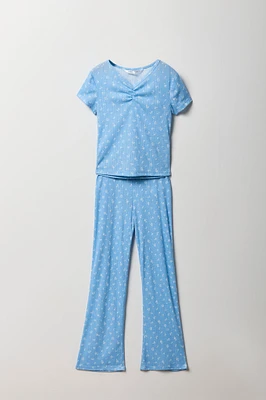 Ensemble pyjama avec t-shirt et pantalon en pointelle pour fille