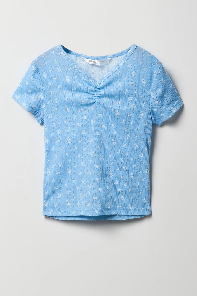 Ensemble pyjama avec t-shirt et pantalon en pointelle pour fille