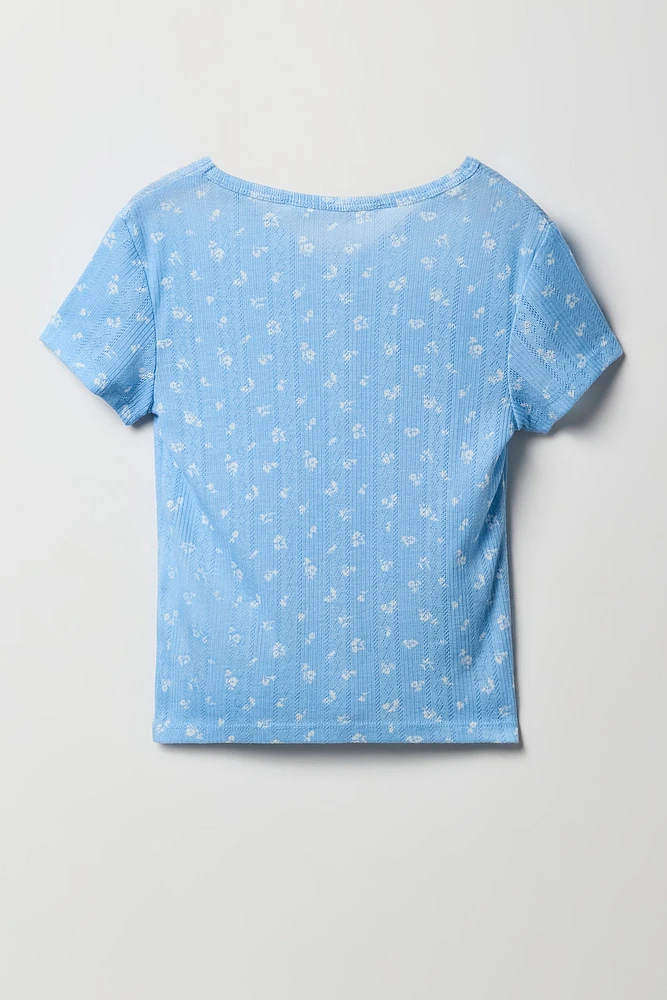 Ensemble pyjama avec t-shirt et pantalon en pointelle pour fille