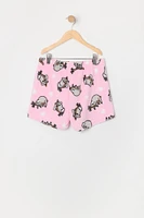 Girls Sloth Graphic T-Shirt and Plush Short 2 Piece Pajama Set