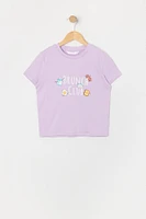 Girls Breakfast Graphic T-Shirt and Plush Short 2 Piece Pajama Set