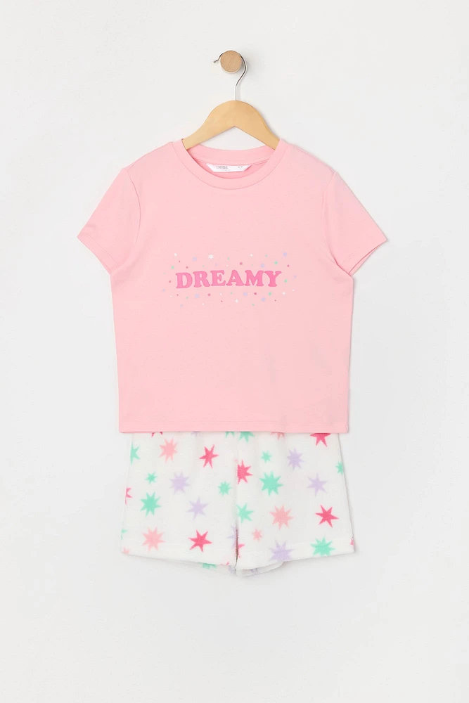 Ensemble pyjama avec t-shirt et short en peluche Ã  imprimÃ© Dreamy pour fille