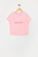 Girls Dreamy Graphic T-Shirt and Plush Short 2 Piece Pajama Set