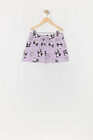 Girls Panda Print Button-Up Top and Short 2 Piece Pajama Set