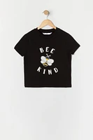 Girls Bee Kind Graphic T-Shirt and Short 2 Piece Pajama Set