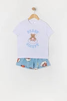 Ensemble pyjama avec t-shirt et short à imprimé Beary Sleepy pour fille