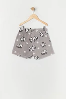 Girls Sleepy Panda Graphic T-Shirt and Short 2 Piece Pajama Set