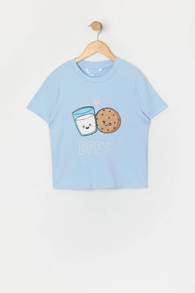 Ensemble pyjama avec t-shirt et short à imprimé Milk n Cookies pour fille