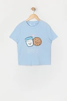 Girls Milk n Cookies T-Shirt and Short 2 Piece Pajama Set