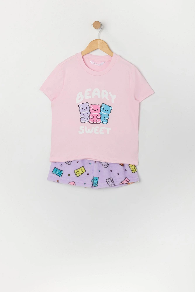 Ensemble pyjama avec t-shirt et short à imprimé Beary Sweet pour fille