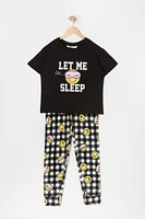 Ensemble pyjama avec t-shirt et pantalon à imprimé Let Me Sleep pour fille