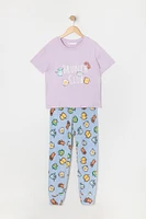 Ensemble pyjama avec t-shirt et pantalon en peluche à imprimé Déjeuner pour fille