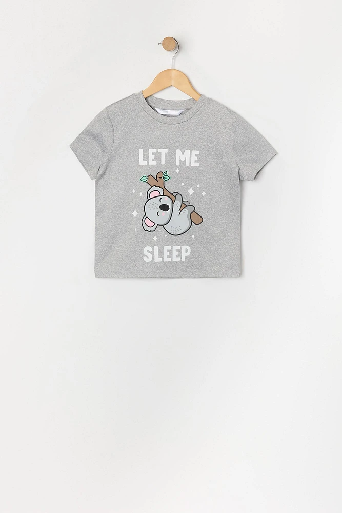 Ensemble pyjama avec t-shirt à imprimé Koala et short en peluche pour fille