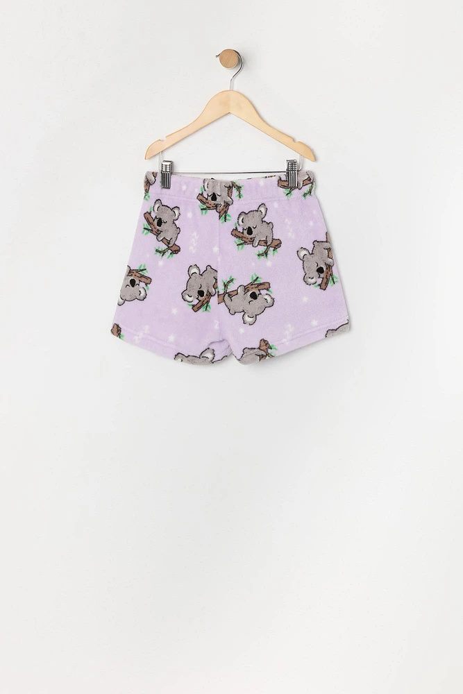 Ensemble pyjama avec t-shirt à imprimé Koala et short en peluche pour fille