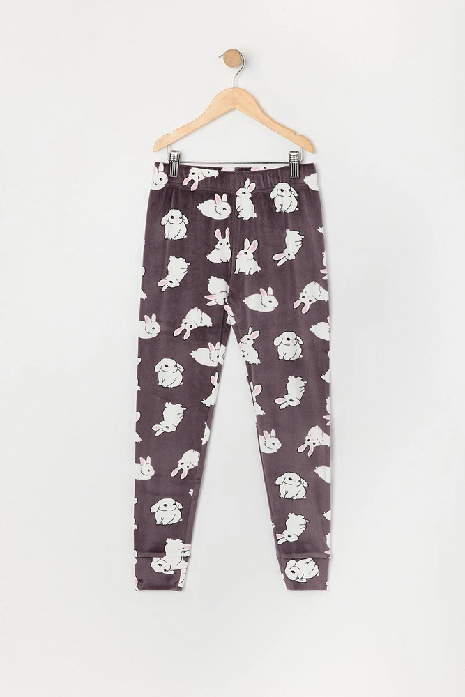 Girls Printed Velour Pajama Jogger