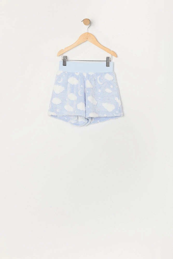 Ensemble pyjama avec haut Ã  manches longues et short en peluche pour fille