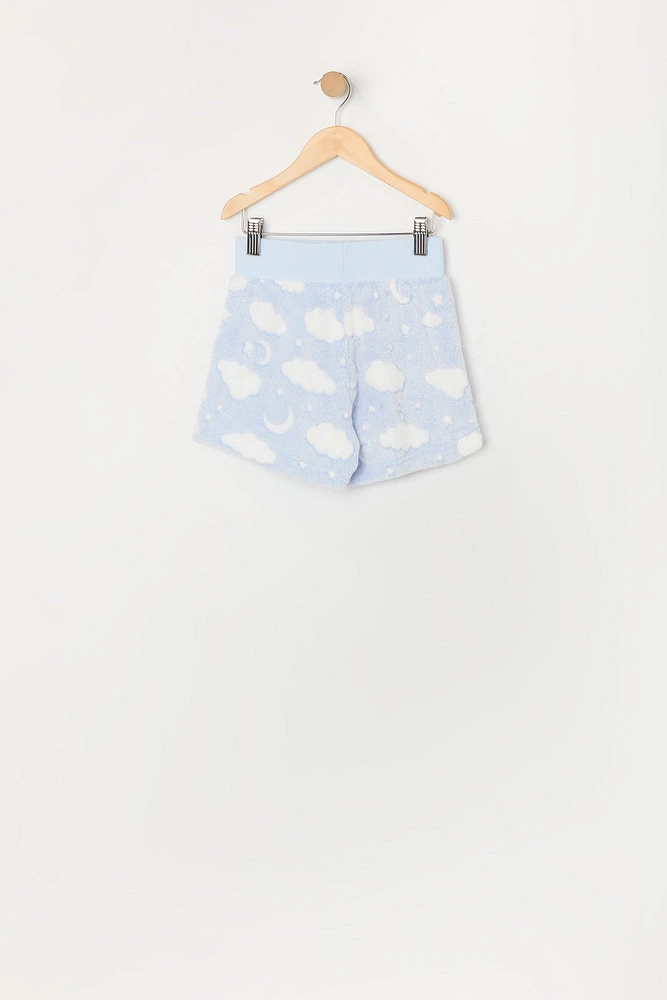 Ensemble pyjama avec haut Ã  manches longues et short en peluche pour fille