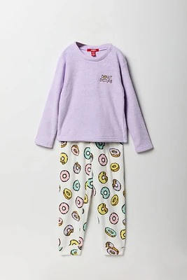 Ensemble pyjama en peluche avec motif brodé pour fille