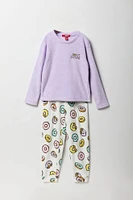 Ensemble pyjama en peluche avec motif brodé pour fille