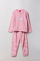 Ensemble-pyjama deux pièces pelucheux à broderie Barbie™ pour filles