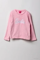 Ensemble-pyjama deux pièces pelucheux à broderie Barbie™ pour filles