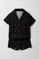 Girls Button-Up Top & Short 2 Piece Pajama Set